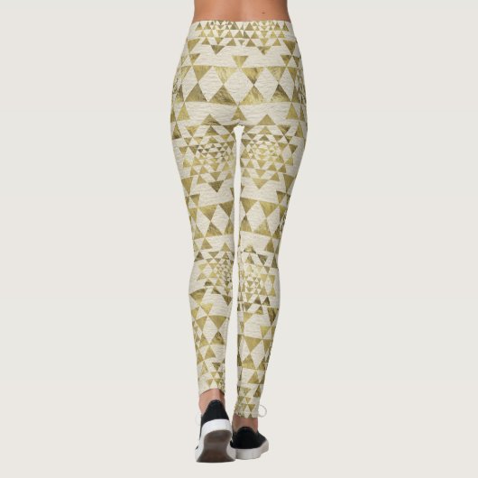 Sri Yantra/Sri Chakra Muster - Goldpastell Leggings (Rückseite)