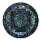 Sri Yantra/Sri Chakra Ohrschnecken-Muschel und Keramikknauf (Vorderseite)
