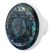 Sri Yantra/Sri Chakra Ohrschnecken-Muschel und Keramikknauf (Rechts)