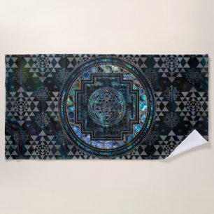 Sri Yantra/Sri Chakra Ohrschnecken-Muschel und Strandtuch