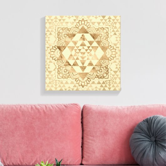 Sri Yantra / Sri Chakra Pastel Gold Leinwanddruck (Insitu (Wohnzimmer))