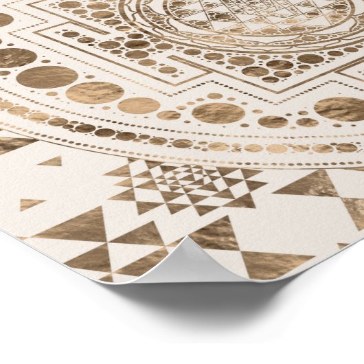 Sri Yantra / Sri Chakra Pastel Gold Poster (Ecke)