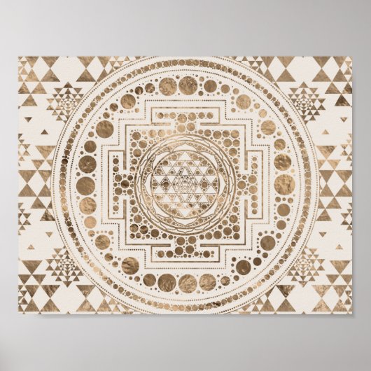 Sri Yantra / Sri Chakra Pastel Gold Poster (Vorne)
