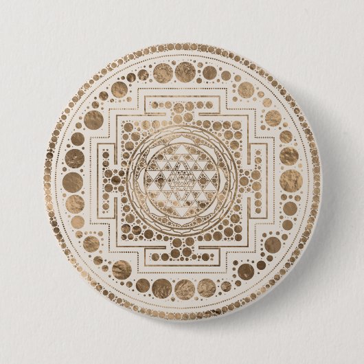 Sri Yantra/Sri Chakra Pastell-Gold Button (Vorderseite)