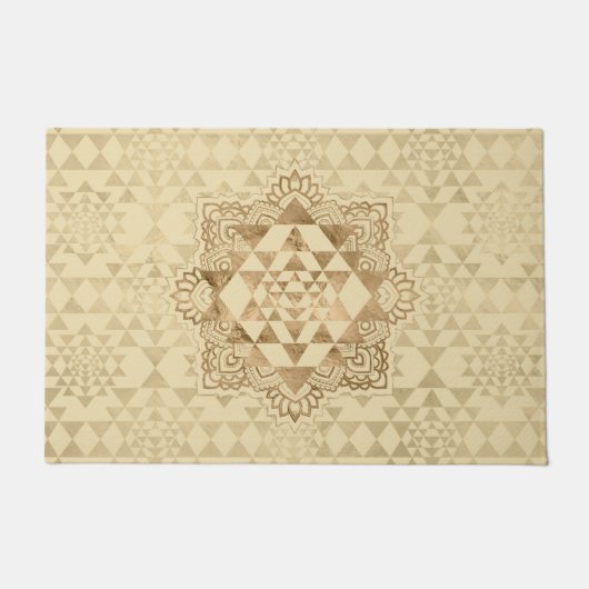 Sri Yantra/Sri Chakra Pastell-Gold Fußmatte (Vorderseite)