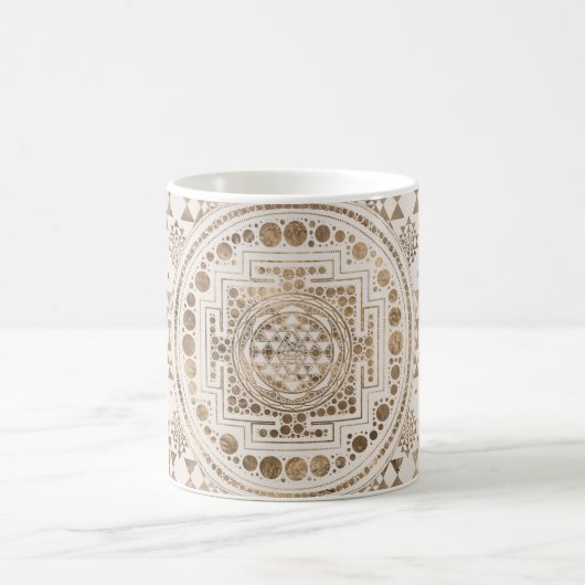 Sri Yantra/Sri Chakra Pastell-Gold Kaffeetasse (Mittel)