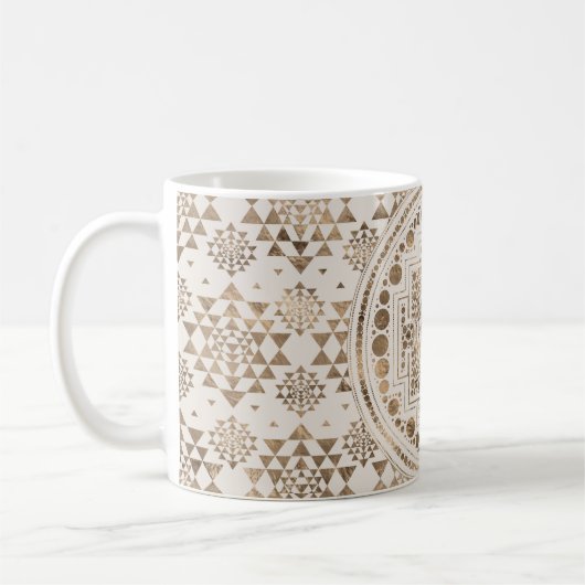 Sri Yantra/Sri Chakra Pastell-Gold Kaffeetasse (Links)