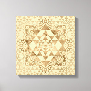 Sri Yantra/Sri Chakra Pastell-Gold Leinwanddruck