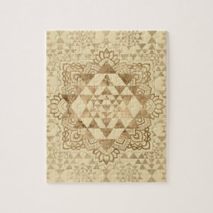 Sri Yantra/Sri Chakra Pastell-Gold Puzzle