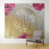 Sri Yantra und der Anteil der Rose II - Tapestry Wandteppich (Beispiel (Horizontal))