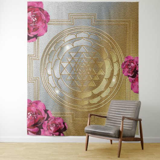 Sri Yantra und der Anteil der Rose II - Tapestry Wandteppich (Beispiel)