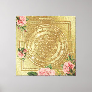 SRI YANTRA und der Anteil der Rose - überzogene Ca Leinwanddruck