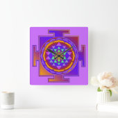 SRI YANTRA voll gefärbt + Ihre Ideen Quadratische Wanduhr (Zuhause)