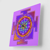 SRI YANTRA voll gefärbt + Ihre Ideen Quadratische Wanduhr (Winkel)