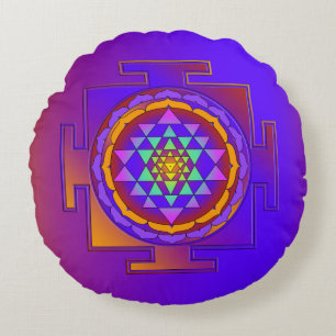 SRI YANTRA voll gefärbt + Ihre Ideen Rundes Kissen