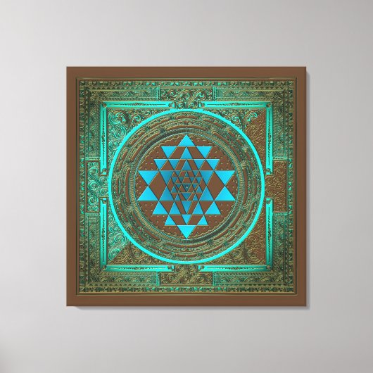 Sri Yantra Water Glow - Wrapped Canvas Leinwanddruck (Vorderseite)