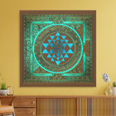 Sri Yantra Water Glow - Wrapped Canvas Leinwanddruck (Insitu (Wohnzimmer))