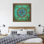 Sri Yantra Water Glow - Wrapped Canvas Leinwanddruck (Insitu (Schlafzimmer))
