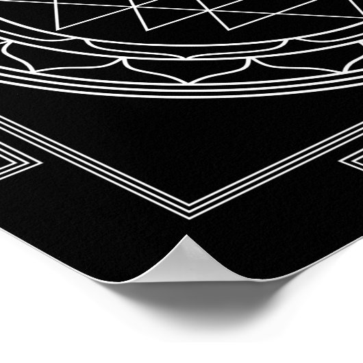 Sri Yantra White über Black Poster (Ecke)