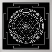 Sri Yantra White über Black Poster (Vorne)
