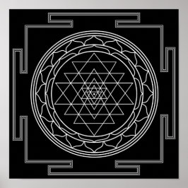 Sri Yantra White über Black Poster