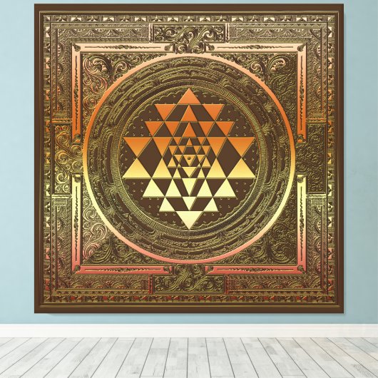 SriChakra Yoga Meditation Leinwand Indien Symbol (Insitu (Holzboden))