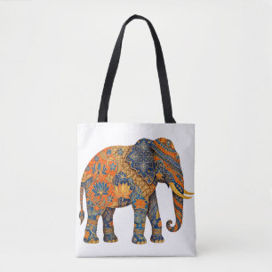 Srilankischer Batik-Elefanten-Tote-Bag. Tasche