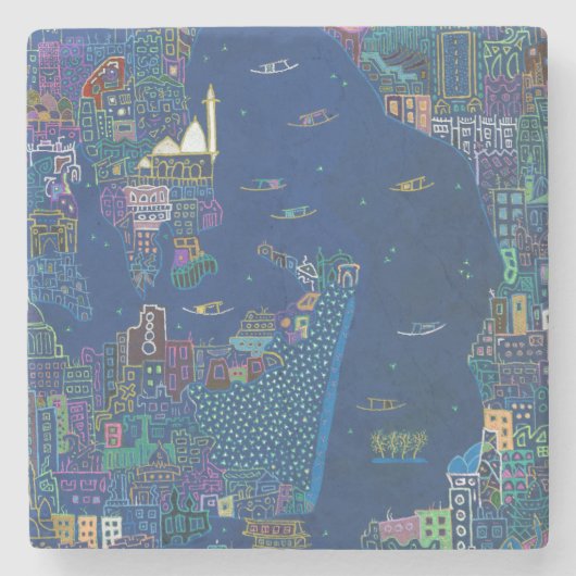 Srinagar Days - Marmorsteinstein-Untersetzer Steinuntersetzer (Vorderseite)