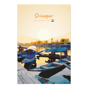 Srinagar, Indien - Dal Lake Shikara-Boote Fotodruck