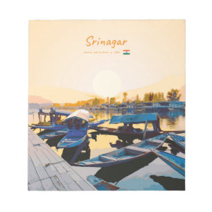 Srinagar, Indien - Dal Lake Shikara-Boote Notizblock