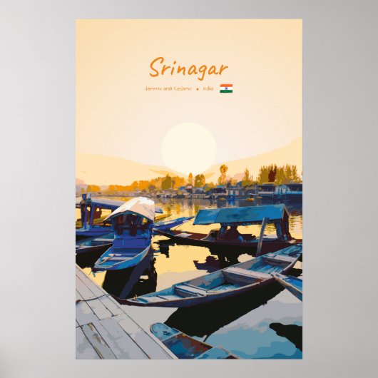 Srinagar, Indien - Dal Lake Shikara-Boote Poster (Vorne)
