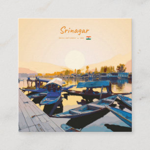 Srinagar, Indien - Dal Lake Shikara Boote Quadratische Visitenkarte