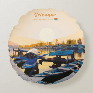 Srinagar, Indien - Dal Lake Shikara Boote Rundes Kissen