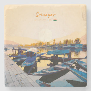 Srinagar, Indien - Dal Lake Shikara-Boote Steinuntersetzer