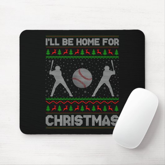 Srty Baseball Player Ugly Christmas Sweaters Xmas Mousepad (Mit Mouse)