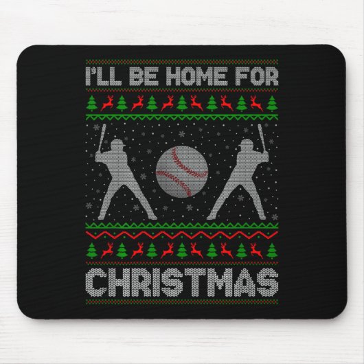 Srty Baseball Player Ugly Christmas Sweaters Xmas Mousepad (Vorne)
