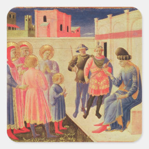 SS. Cosmas und Damian vor Diocletian Quadratischer Aufkleber