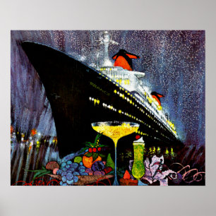 SS Frankreich mit Champagne Poster