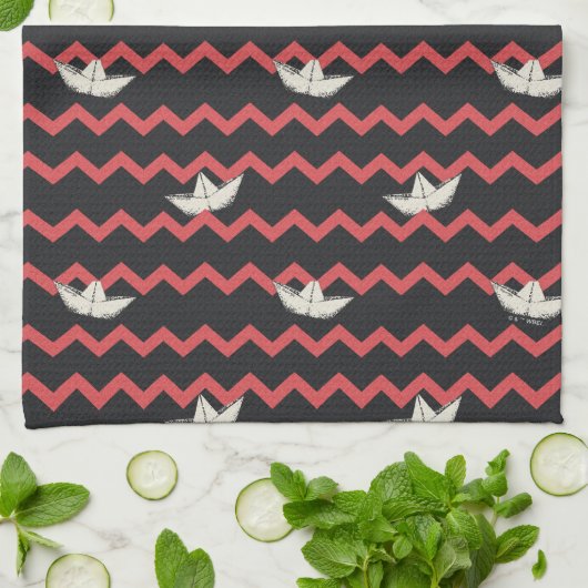 SS Georgie Boat Zickzack Pattern Geschirrtuch (Gefaltet)