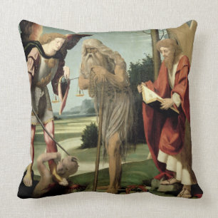 SS. Michael, Andrew und Onuphrius (Öl auf Platte) Kissen