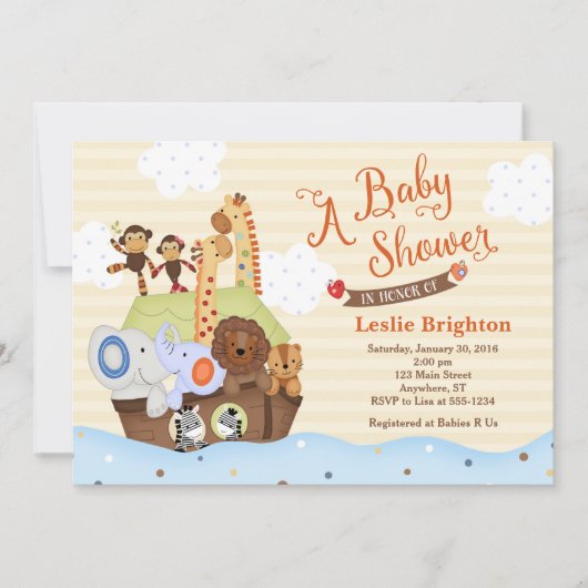 SS Noah/Noah's Ark Baby Shower Einladung (Vorderseite)