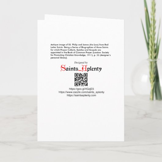 SS Philip & James the Less (RLS15) Leere Grußworte Karte (Rückseite)