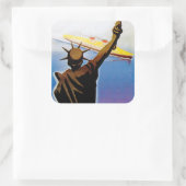 ss Rex passieren Freiheitsstatue Quadratischer Aufkleber (Tasche)