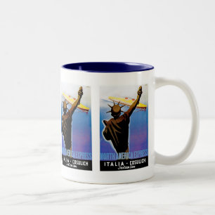 ss Rex passiert Statue der Freiheit Zweifarbige Tasse