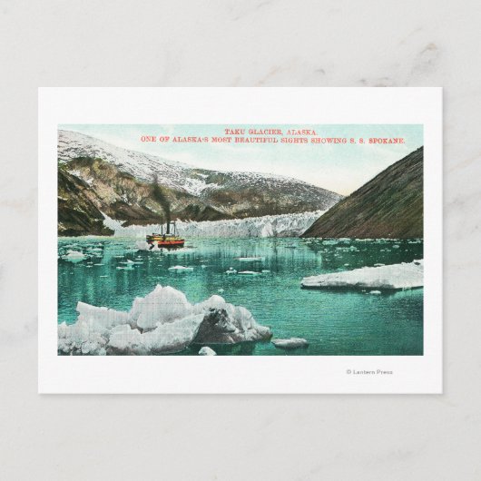 SS Spokane Steamer Passing by Glacier Postkarte (Vorderseite)