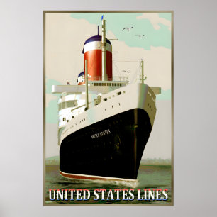 SS UNITED STATES Lines Neues Retro-Reiseposter Poster