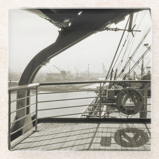 SS Washington Luxury Liner Cruise Ship 1930s Deck Glasuntersetzer (Vorderseite)