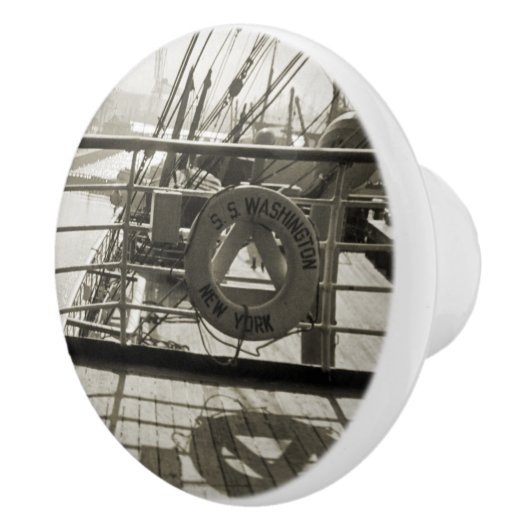 SS Washington Luxury Liner Cruise Ship 1930s Deck Keramikknauf (Rechts)