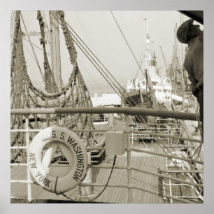 SS Washington Luxury Liner Cruise Ship 1930s Deck Poster