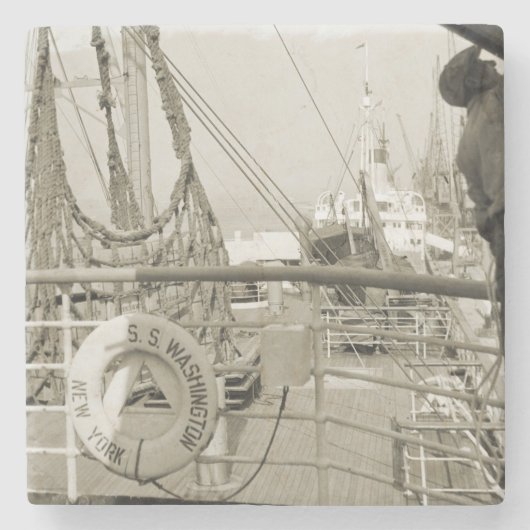 SS Washington Luxury Liner Cruise Ship 1930s Deck Steinuntersetzer (Vorderseite)